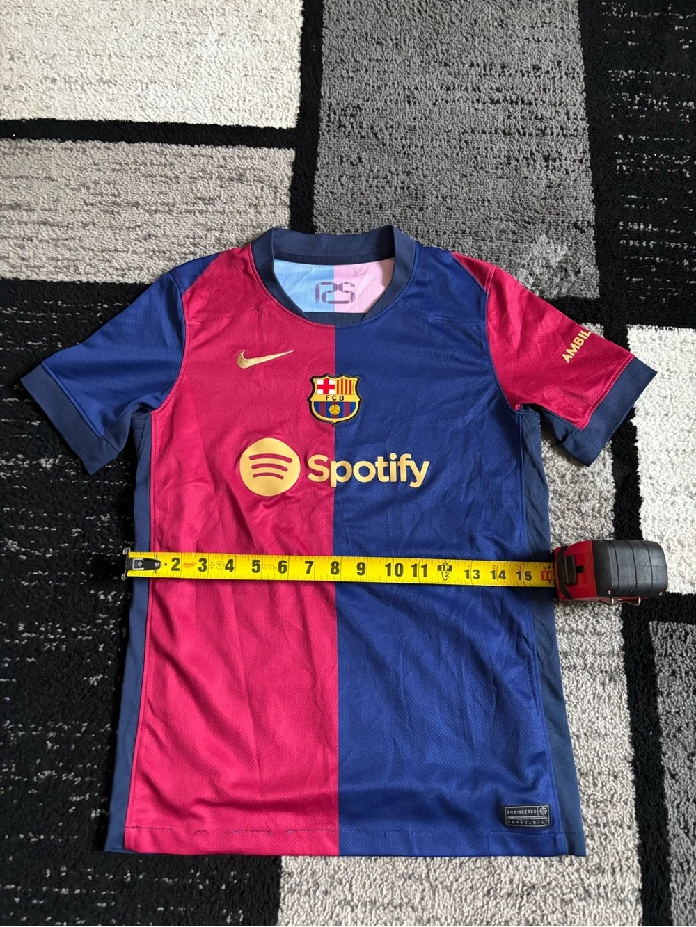 Nike Kids Barcelona Split Pink-Blue Jersey with Yellow Accents